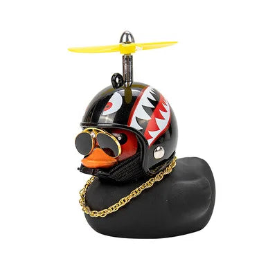 Car Rubber Duck Toy With Helmet Broken Wind Pendant Small Yellow Duck Car Dashboard Ornaments Cool Glasses Duck