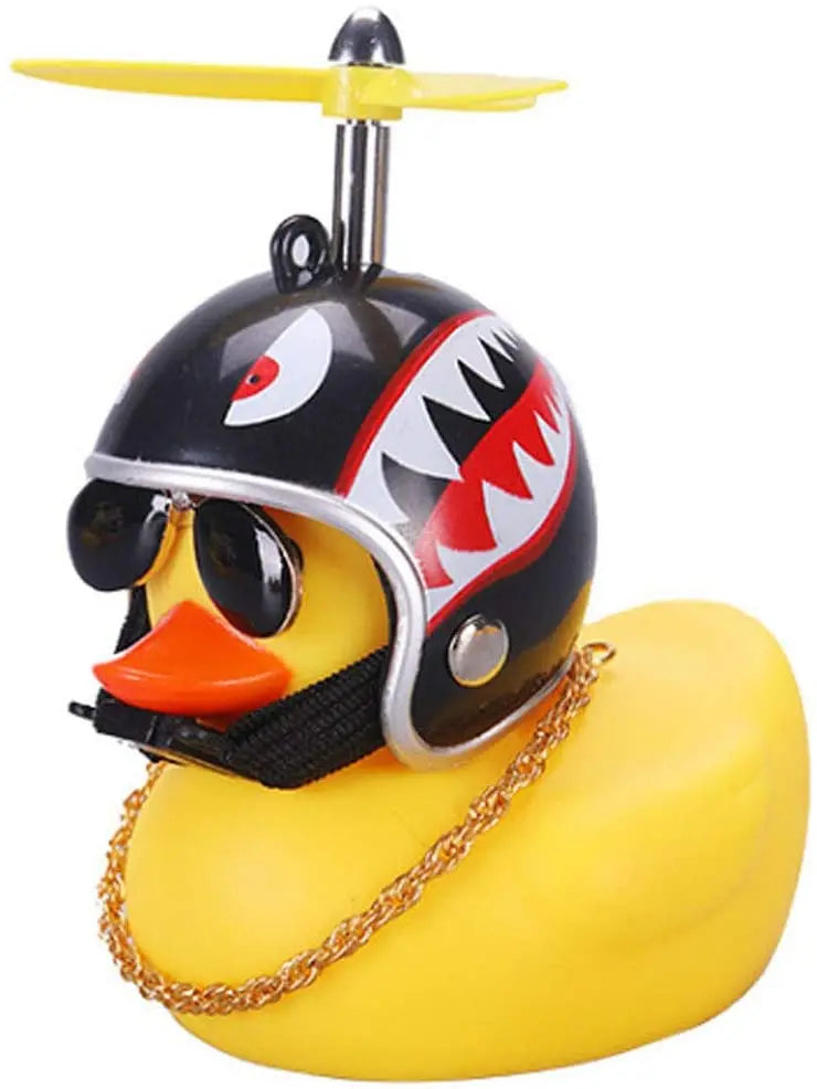 Car Rubber Duck Toy With Helmet Broken Wind Pendant Small Yellow Duck Car Dashboard Ornaments Cool Glasses Duck