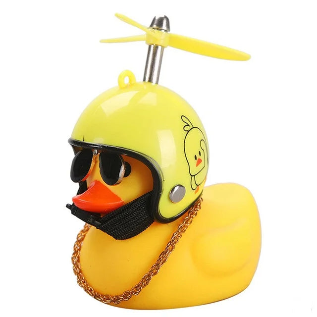 Car Rubber Duck Toy With Helmet Broken Wind Pendant Small Yellow Duck Car Dashboard Ornaments Cool Glasses Duck