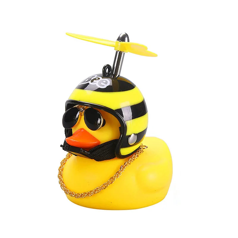 Car Rubber Duck Toy With Helmet Broken Wind Pendant Small Yellow Duck Car Dashboard Ornaments Cool Glasses Duck