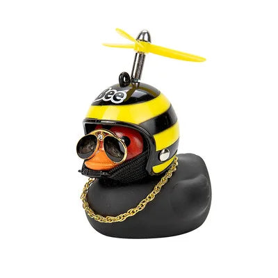 Car Rubber Duck Toy With Helmet Broken Wind Pendant Small Yellow Duck Car Dashboard Ornaments Cool Glasses Duck