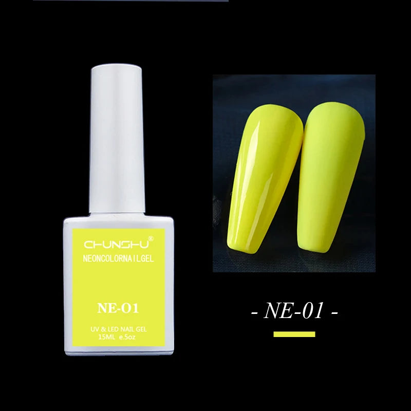 15ml Gel Nail Polish Semi Permanent Neon Color Hybrid Varnishes Nails Art Soak Off UV LED Gel Lacquer For Manicures Long Lasting