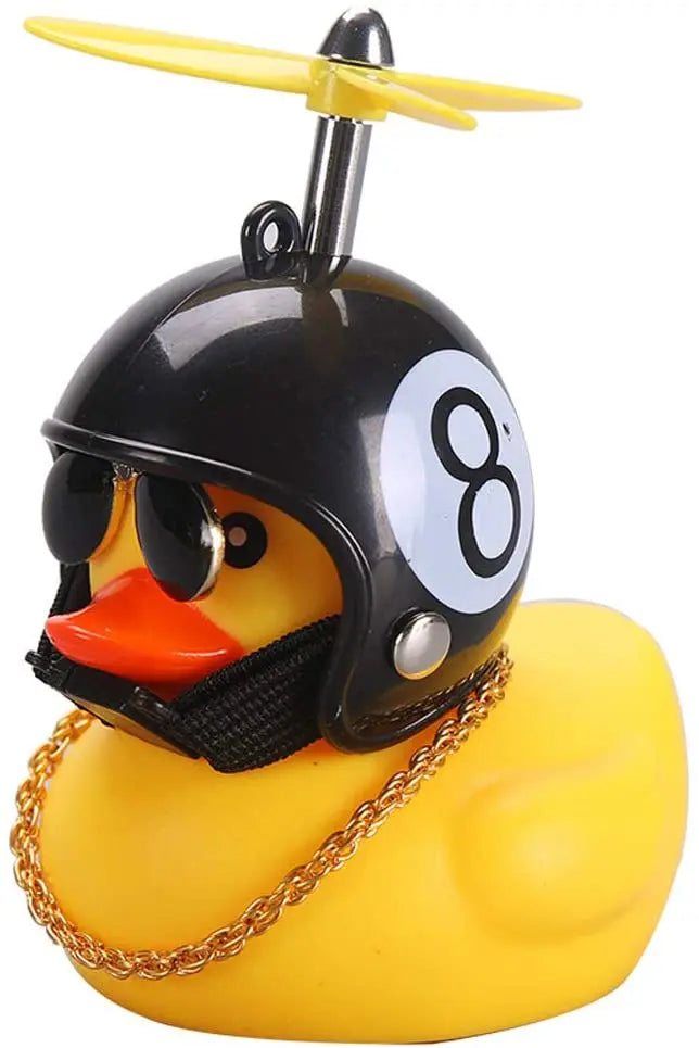 Car Rubber Duck Toy With Helmet Broken Wind Pendant Small Yellow Duck Car Dashboard Ornaments Cool Glasses Duck