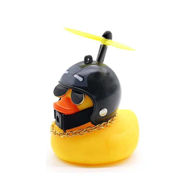 Car Rubber Duck Toy With Helmet Broken Wind Pendant Small Yellow Duck Car Dashboard Ornaments Cool Glasses Duck