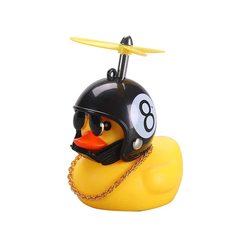 Car Rubber Duck Toy With Helmet Broken Wind Pendant Small Yellow Duck Car Dashboard Ornaments Cool Glasses Duck