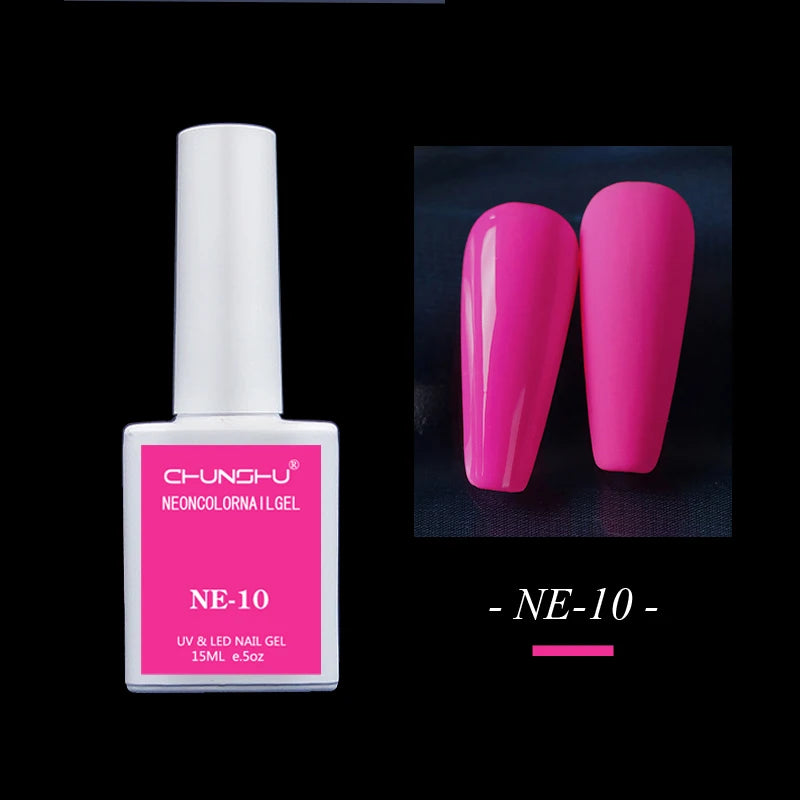 15ml Gel Nail Polish Semi Permanent Neon Color Hybrid Varnishes Nails Art Soak Off UV LED Gel Lacquer For Manicures Long Lasting