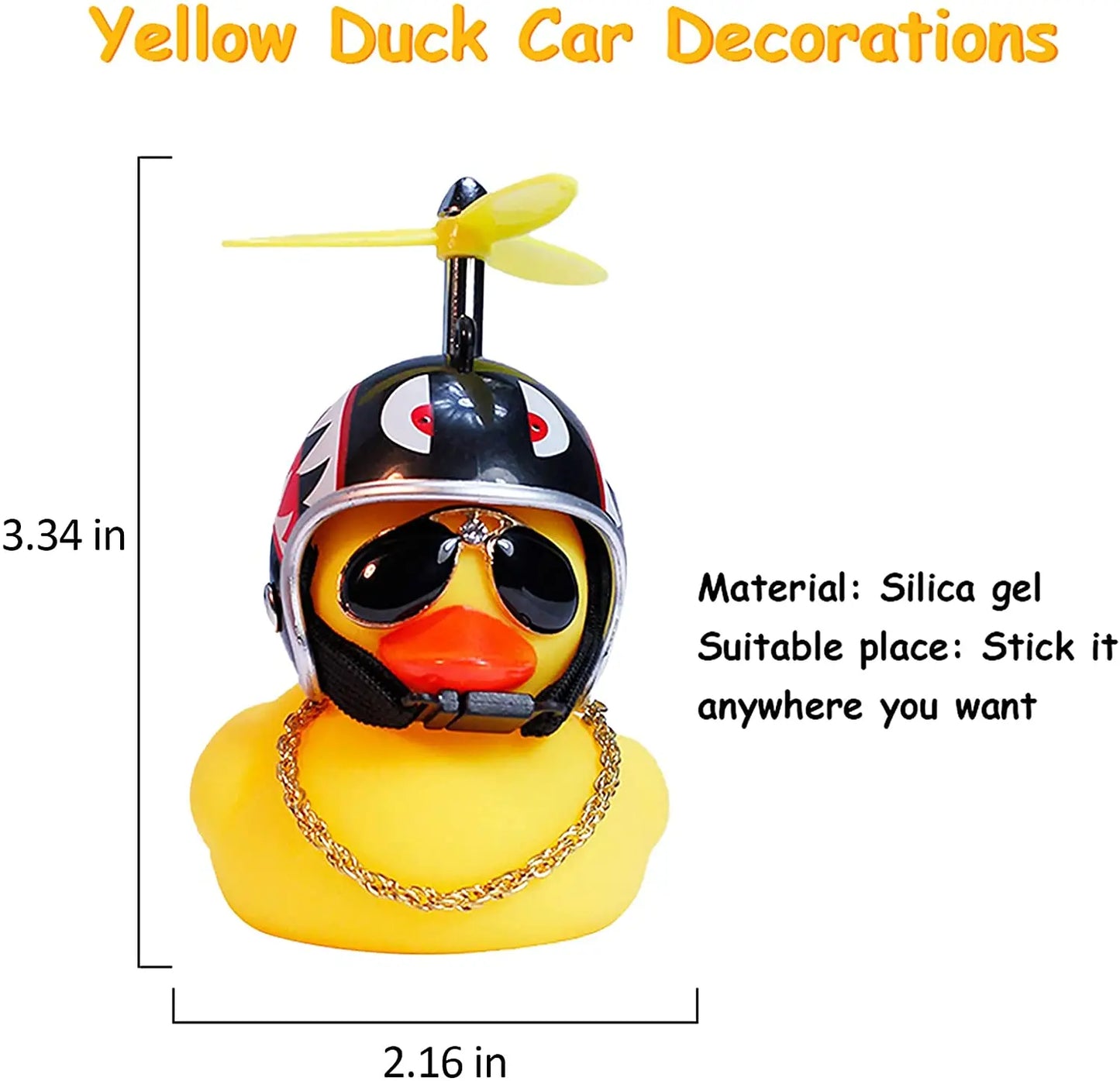 Car Rubber Duck Toy With Helmet Broken Wind Pendant Small Yellow Duck Car Dashboard Ornaments Cool Glasses Duck