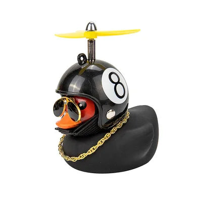 Car Rubber Duck Toy With Helmet Broken Wind Pendant Small Yellow Duck Car Dashboard Ornaments Cool Glasses Duck