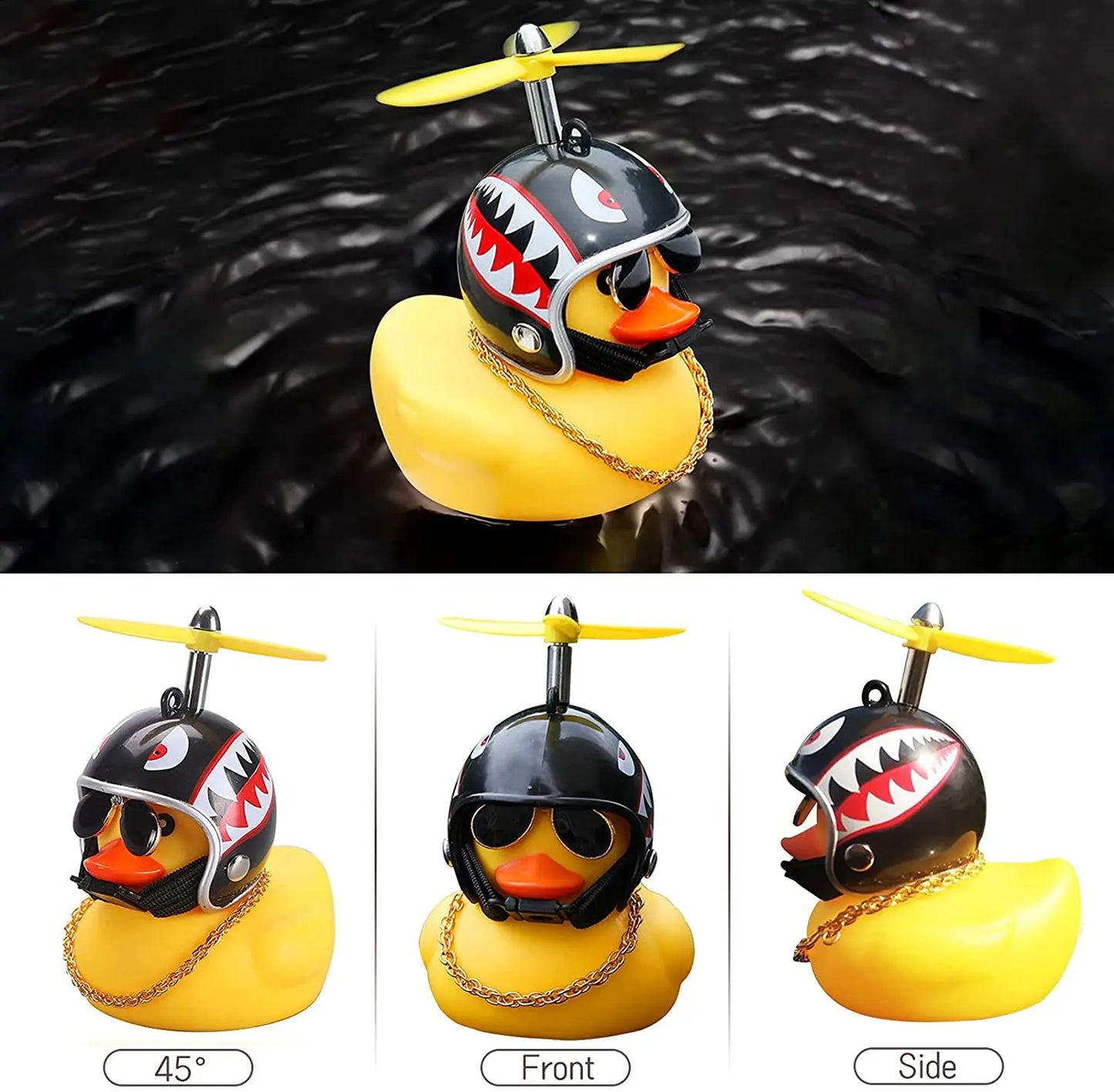 Car Rubber Duck Toy With Helmet Broken Wind Pendant Small Yellow Duck Car Dashboard Ornaments Cool Glasses Duck