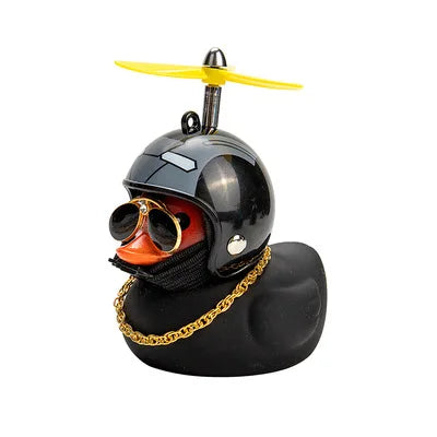 Car Rubber Duck Toy With Helmet Broken Wind Pendant Small Yellow Duck Car Dashboard Ornaments Cool Glasses Duck