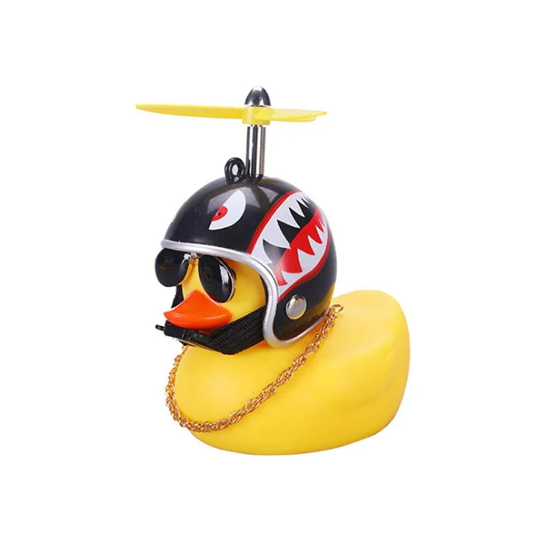 Car Rubber Duck Toy With Helmet Broken Wind Pendant Small Yellow Duck Car Dashboard Ornaments Cool Glasses Duck