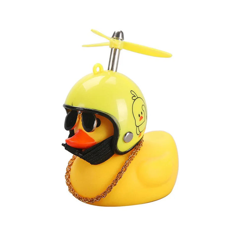 Car Rubber Duck Toy With Helmet Broken Wind Pendant Small Yellow Duck Car Dashboard Ornaments Cool Glasses Duck