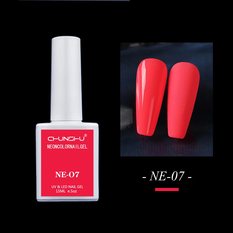 15ml Gel Nail Polish Semi Permanent Neon Color Hybrid Varnishes Nails Art Soak Off UV LED Gel Lacquer For Manicures Long Lasting