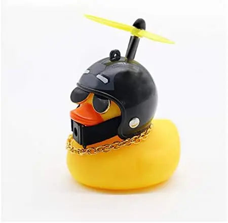 Car Rubber Duck Toy With Helmet Broken Wind Pendant Small Yellow Duck Car Dashboard Ornaments Cool Glasses Duck