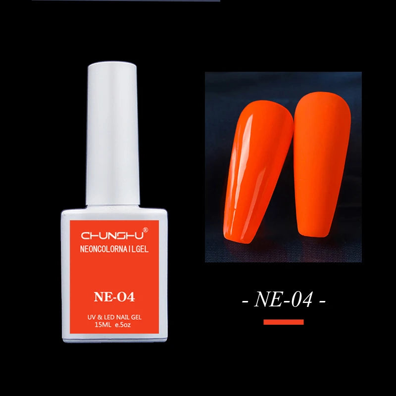 15ml Gel Nail Polish Semi Permanent Neon Color Hybrid Varnishes Nails Art Soak Off UV LED Gel Lacquer For Manicures Long Lasting