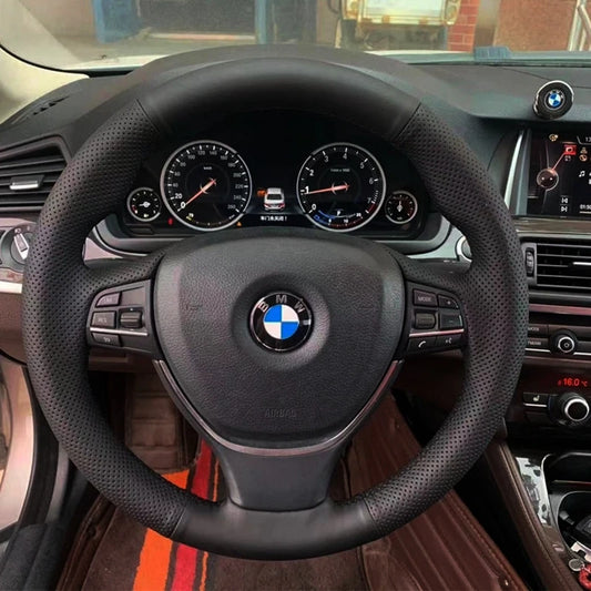 Car Steering Wheel Cover Braid Genuine Leather For BMW F10 520i 528i 730Li 740Li 750Li Steering- Wheel Cover Wrap Accessories