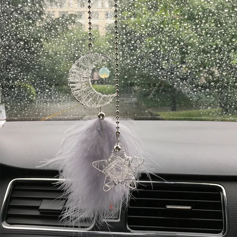 1/2pcs Dream Catcher Car Pendant for Girls Feather Mirror Hanging Pendant Home Decor Lucky Car Ornament Car Interior Accessories