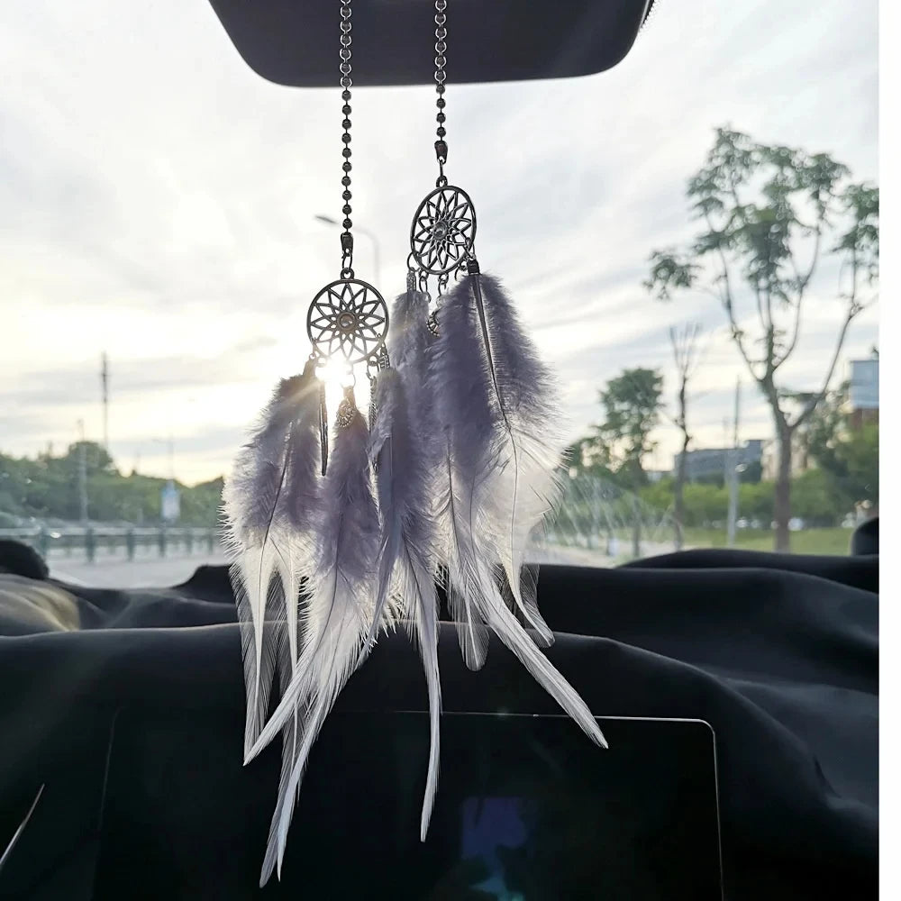 1/2pcs Dream Catcher Car Pendant for Girls Feather Mirror Hanging Pendant Home Decor Lucky Car Ornament Car Interior Accessories