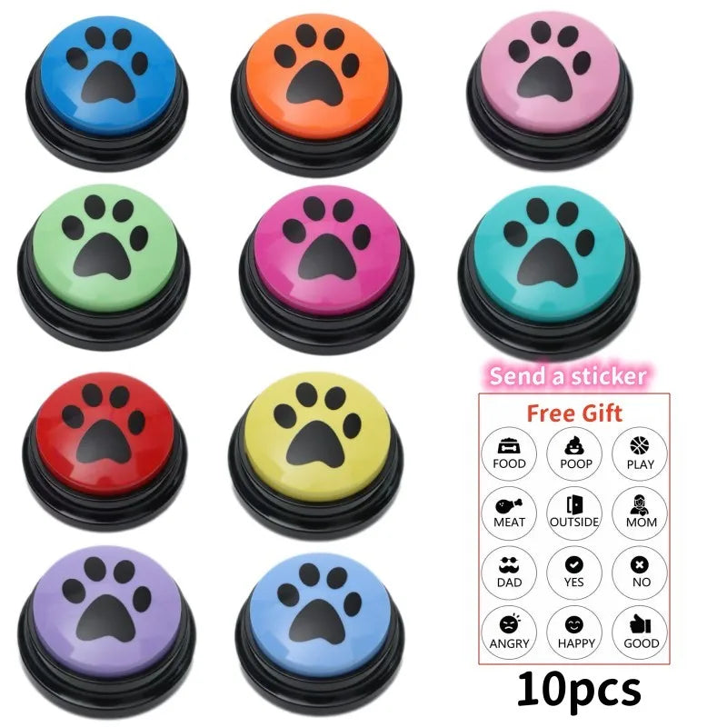 4/8/10pcs Dog Training Button Recordable Pet Communication Dog Toys Dog Talking Button Cute Claw Print Pattern Dog Accessories