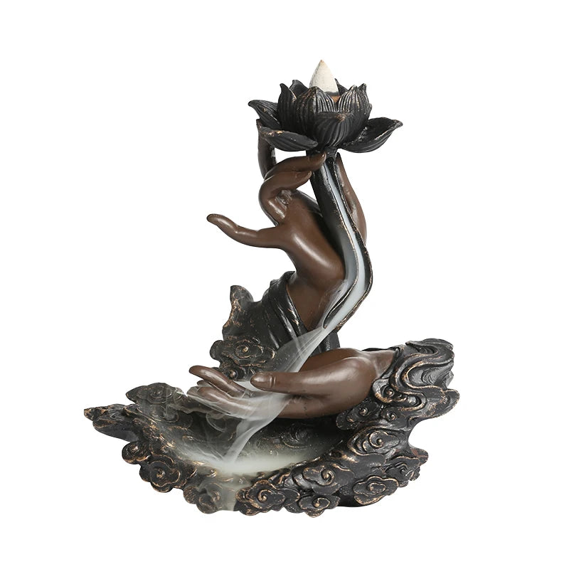 1pc, Resin Zen Incense Censer Buddha Hand Backflow Waterfall Incense Burner Home Ornament (Without Incense)