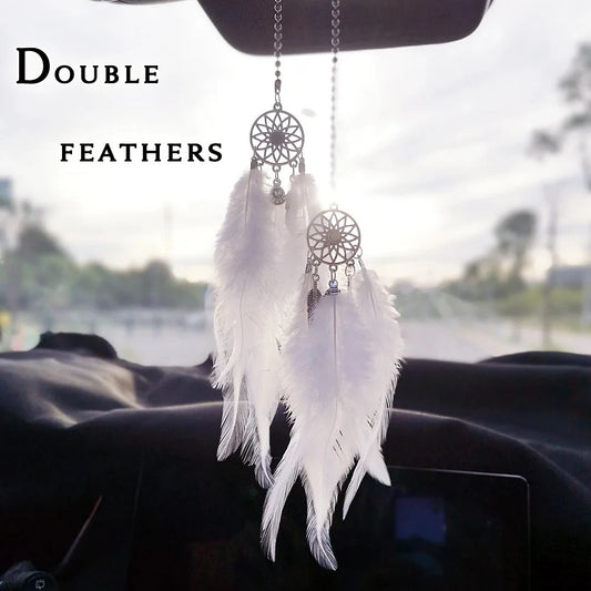 1/2pcs Dream Catcher Car Pendant for Girls Feather Mirror Hanging Pendant Home Decor Lucky Car Ornament Car Interior Accessories