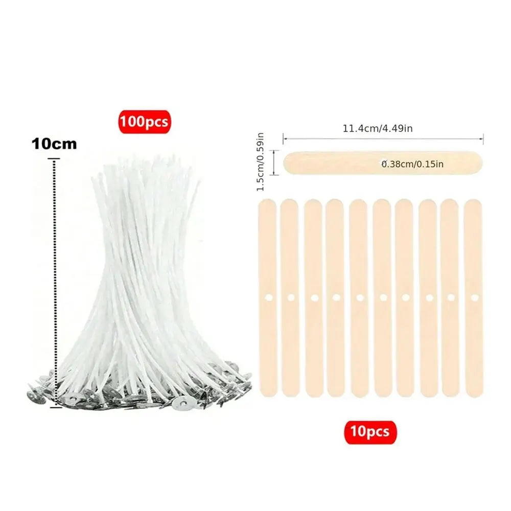 110pcs Wicks and Holder Original Smokeless Candle Wicks Soy Wax Core Woven Cotton Core Kerosene Lamp Wax Line Wood Accessories C