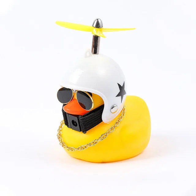 Car Rubber Duck Toy With Helmet Broken Wind Pendant Small Yellow Duck Car Dashboard Ornaments Cool Glasses Duck