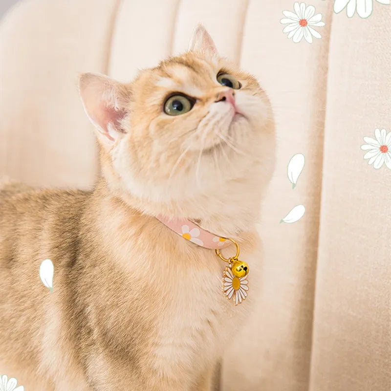 2022New Adjustable Kitten Collar with Bell Cut Pet Cat Collars Breakaway Cats Necklace Puppy Collar Cat Supplies Cat Accessories