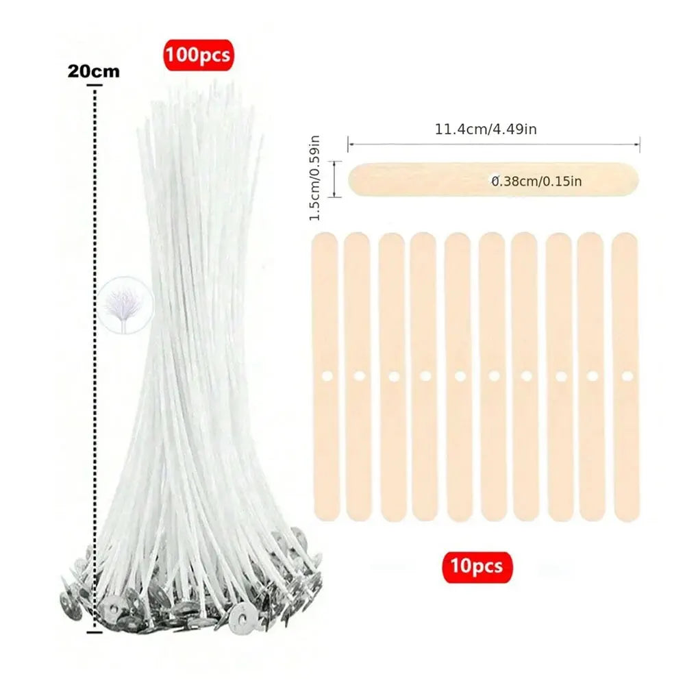 110pcs Wicks and Holder Original Smokeless Candle Wicks Soy Wax Core Woven Cotton Core Kerosene Lamp Wax Line Wood Accessories C