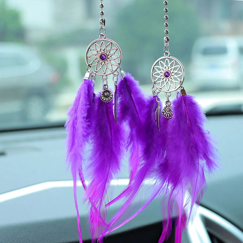 1/2pcs Dream Catcher Car Pendant for Girls Feather Mirror Hanging Pendant Home Decor Lucky Car Ornament Car Interior Accessories