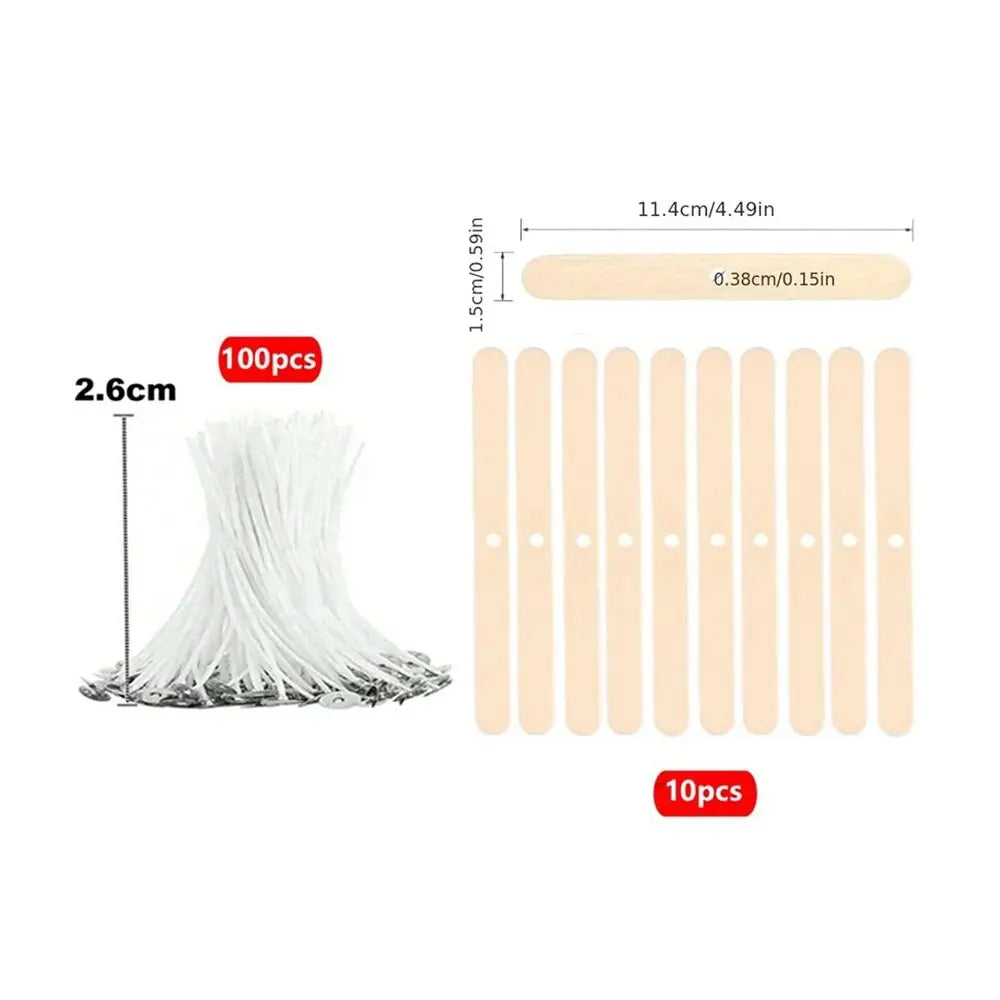 110pcs Wicks and Holder Original Smokeless Candle Wicks Soy Wax Core Woven Cotton Core Kerosene Lamp Wax Line Wood Accessories C