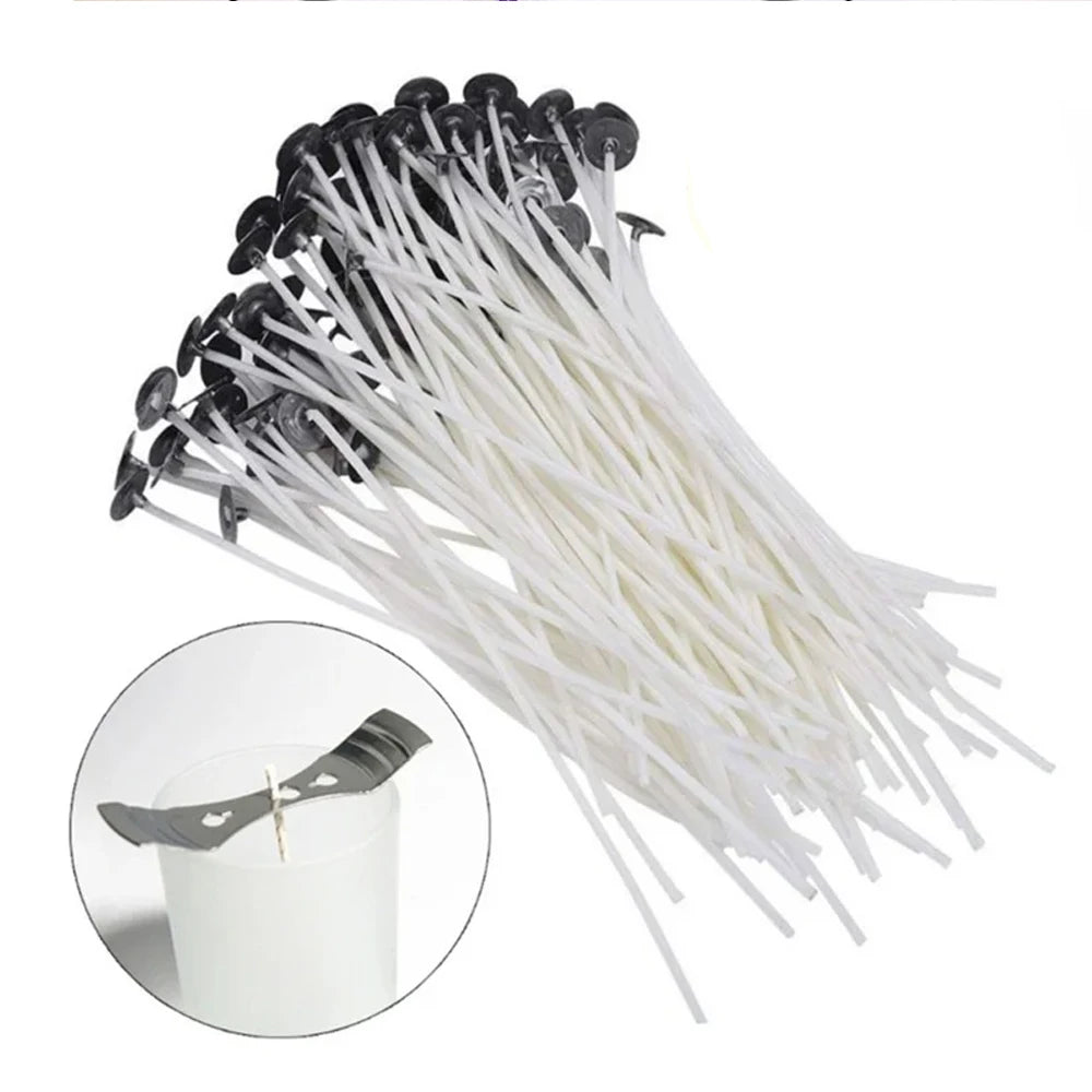 110pcs Wicks and Holder Original Smokeless Candle Wicks Soy Wax Core Woven Cotton Core Kerosene Lamp Wax Line Wood Accessories C