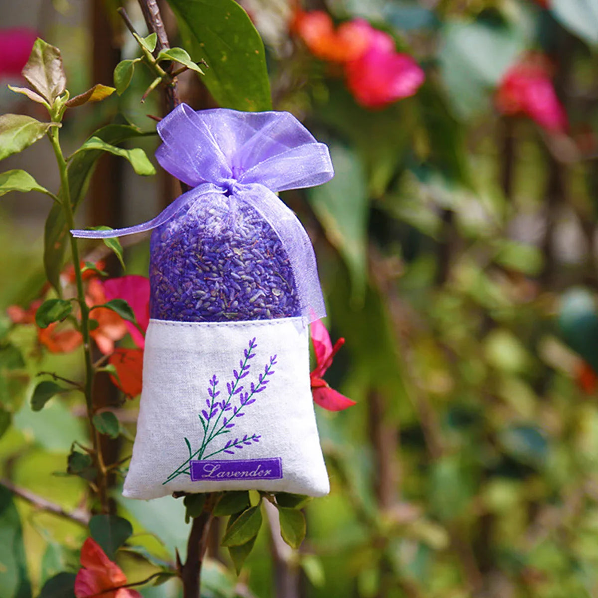 25pcs Empty Lavender Bag Floral Printing Fragrance Pouch Sachet Relax Sleep Lavender Bag Car Hanging Wedding