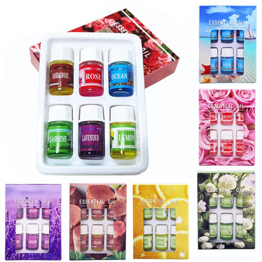 6pcs Perfume Aroma Fragrance Essential Oil Set for Aromatherapy Humidifier Water Soluble Home Room Car Air Freshener