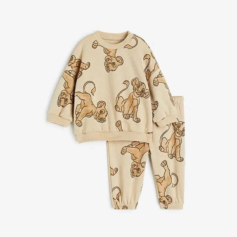 Full Print Mickey Baby Long Sleeved Suit Tracksuits Spring/autumn Loose Fashion Children's Clothes Sweatshirt + Sweatpants Set