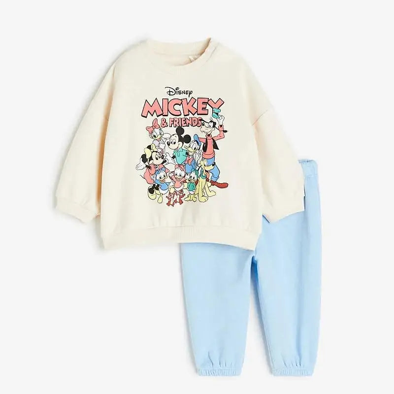 Full Print Mickey Baby Long Sleeved Suit Tracksuits Spring/autumn Loose Fashion Children's Clothes Sweatshirt + Sweatpants Set