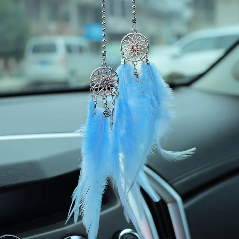 1/2pcs Dream Catcher Car Pendant for Girls Feather Mirror Hanging Pendant Home Decor Lucky Car Ornament Car Interior Accessories