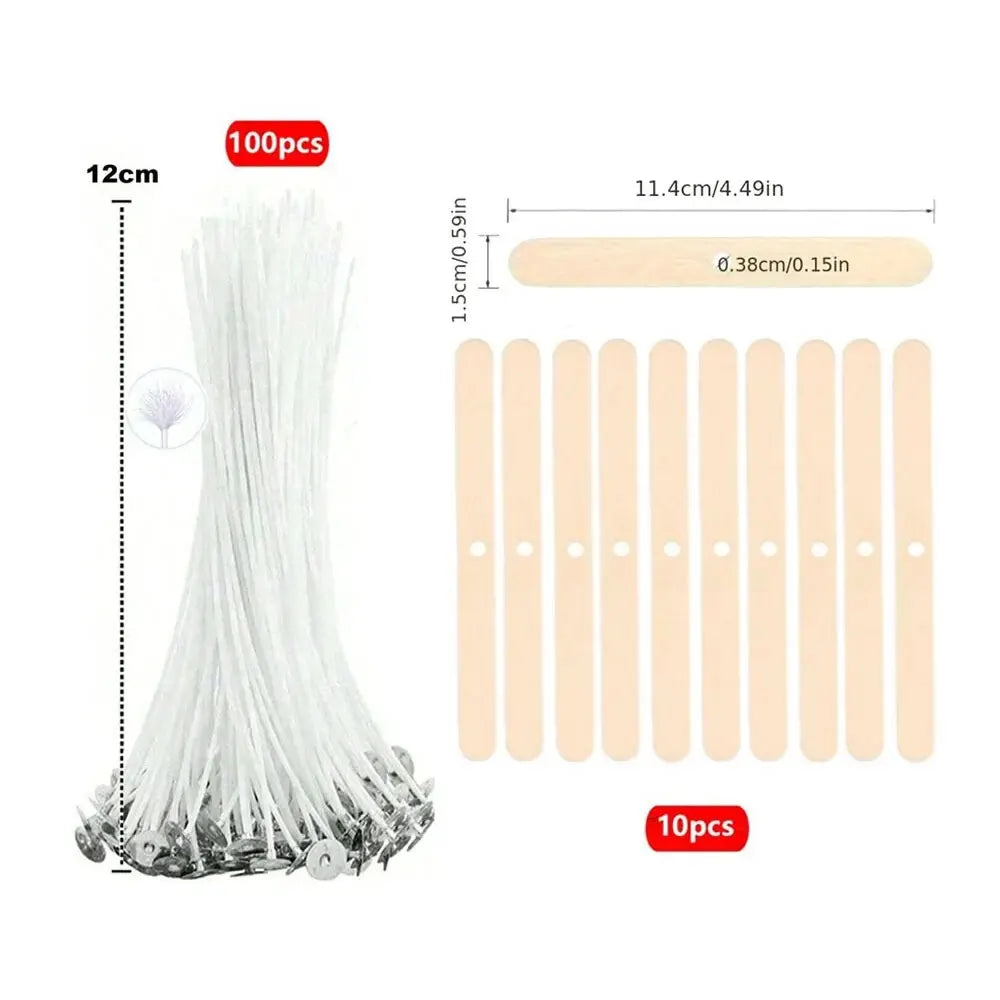 110pcs Wicks and Holder Original Smokeless Candle Wicks Soy Wax Core Woven Cotton Core Kerosene Lamp Wax Line Wood Accessories C