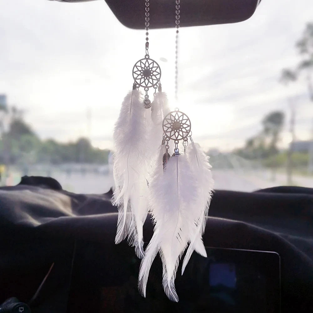 1/2pcs Dream Catcher Car Pendant for Girls Feather Mirror Hanging Pendant Home Decor Lucky Car Ornament Car Interior Accessories