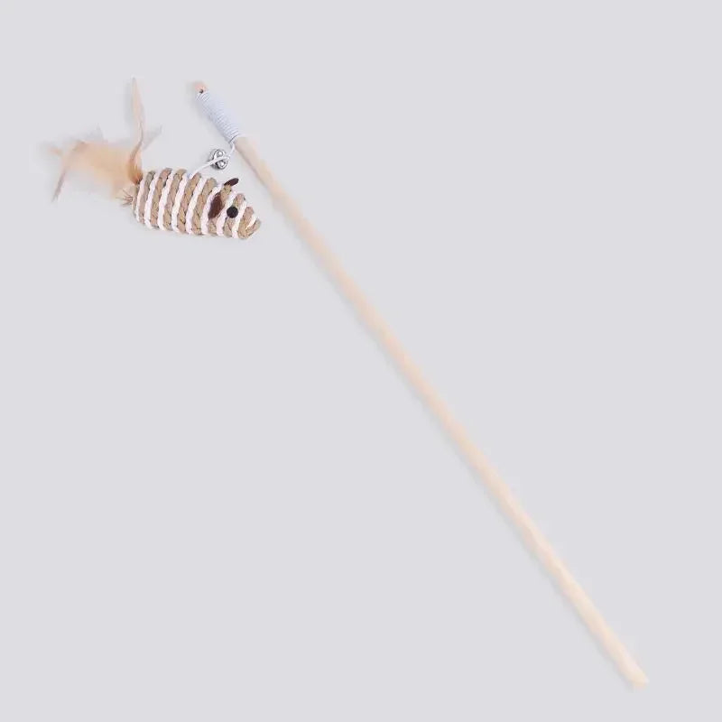 1PC Teaser Feather Toys Kitten Funny Colorful Rod Cat Wand Toys Wood Pet Cat Toys Interactive Stick Pet Cat Supplies