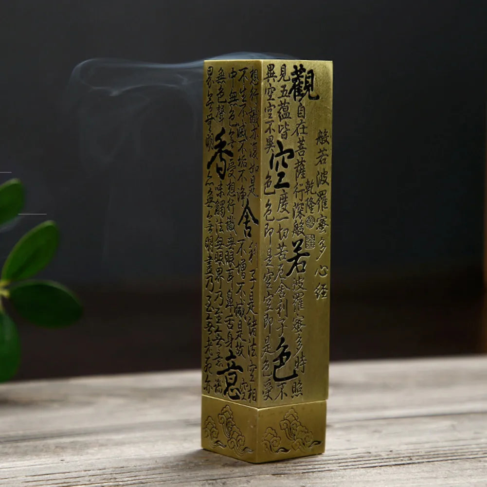 Incense Burners Heart Sutra Alloy Buddhist Incense Stick Burning Joss Insence Box Burner Home Decor Antique Aromatherapy Stove