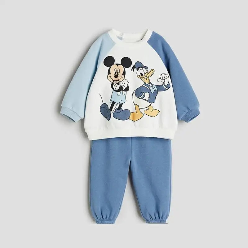 Full Print Mickey Baby Long Sleeved Suit Tracksuits Spring/autumn Loose Fashion Children's Clothes Sweatshirt + Sweatpants Set