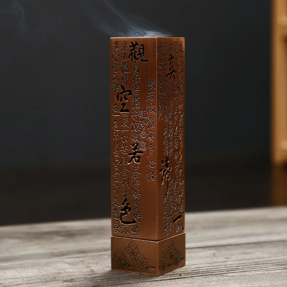 Incense Burners Heart Sutra Alloy Buddhist Incense Stick Burning Joss Insence Box Burner Home Decor Antique Aromatherapy Stove