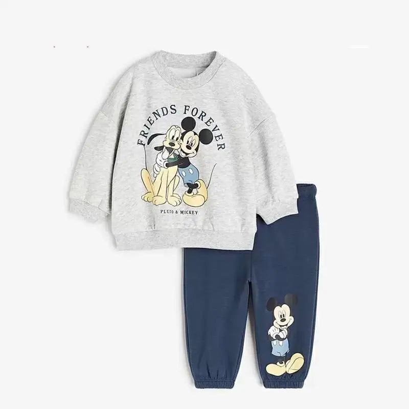 Full Print Mickey Baby Long Sleeved Suit Tracksuits Spring/autumn Loose Fashion Children's Clothes Sweatshirt + Sweatpants Set