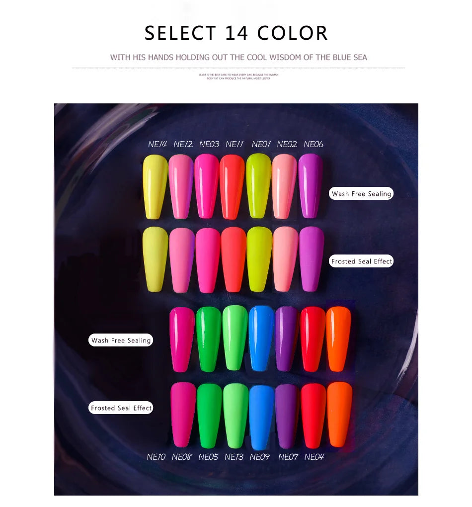 15ml Gel Nail Polish Semi Permanent Neon Color Hybrid Varnishes Nails Art Soak Off UV LED Gel Lacquer For Manicures Long Lasting