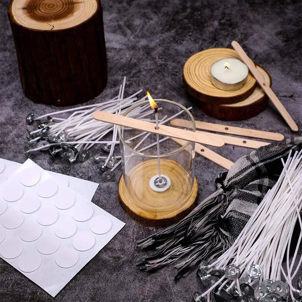 110pcs Wicks and Holder Original Smokeless Candle Wicks Soy Wax Core Woven Cotton Core Kerosene Lamp Wax Line Wood Accessories C