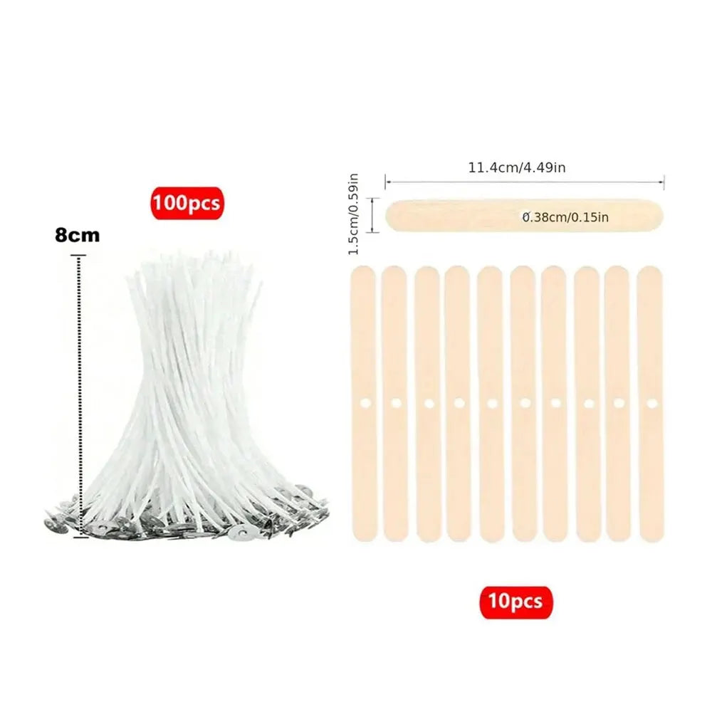 110pcs Wicks and Holder Original Smokeless Candle Wicks Soy Wax Core Woven Cotton Core Kerosene Lamp Wax Line Wood Accessories C