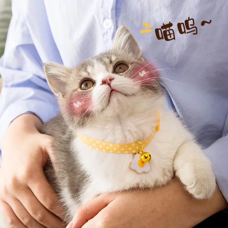 2022New Adjustable Kitten Collar with Bell Cut Pet Cat Collars Breakaway Cats Necklace Puppy Collar Cat Supplies Cat Accessories