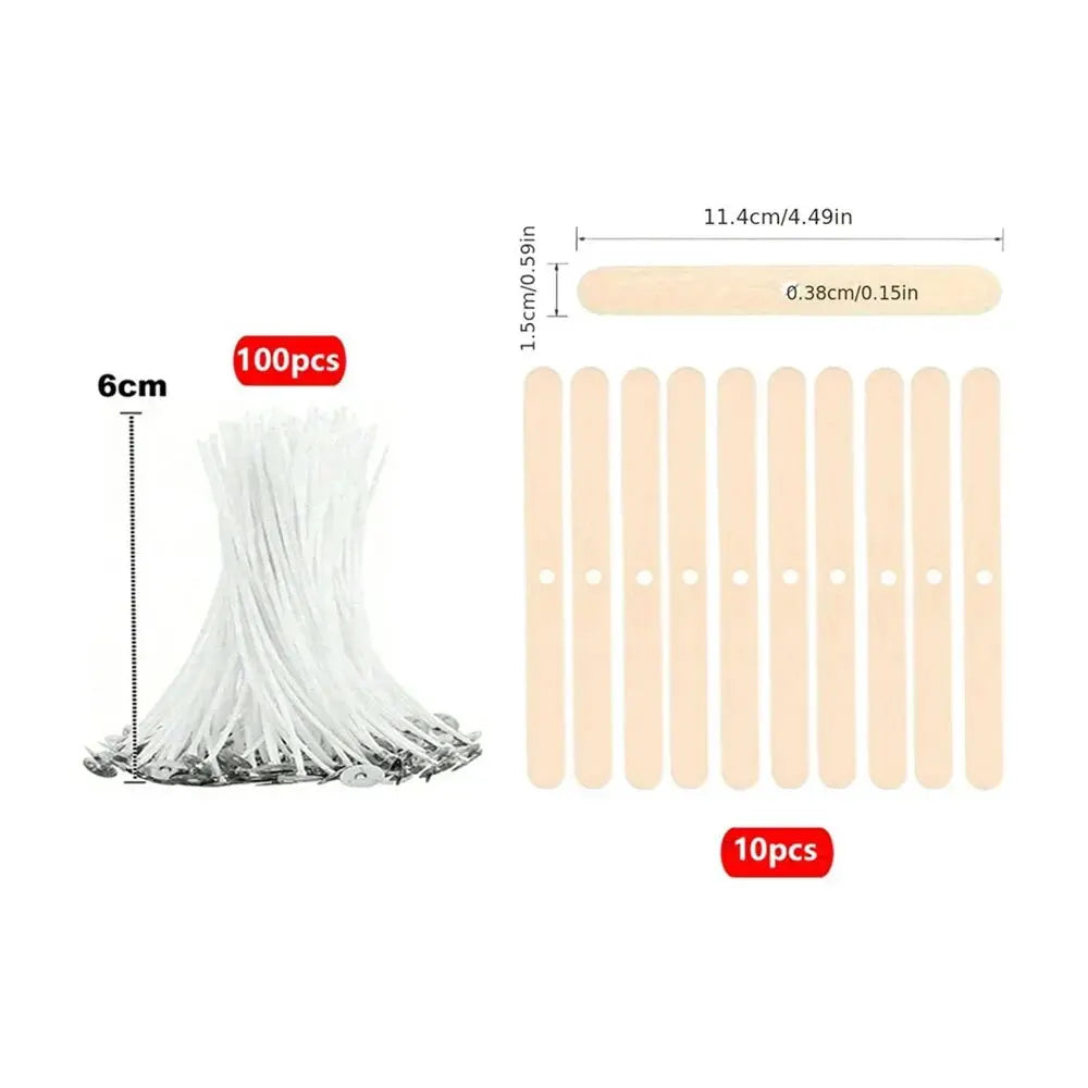 110pcs Wicks and Holder Original Smokeless Candle Wicks Soy Wax Core Woven Cotton Core Kerosene Lamp Wax Line Wood Accessories C