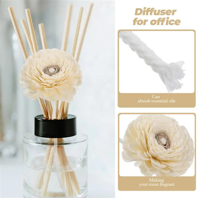 4pcs Diffuser Flowers Natural Aromatherapys Reed Flowers Placement Refill Essential Oil Aroma Diffuser Stick Rope Home Fragrance